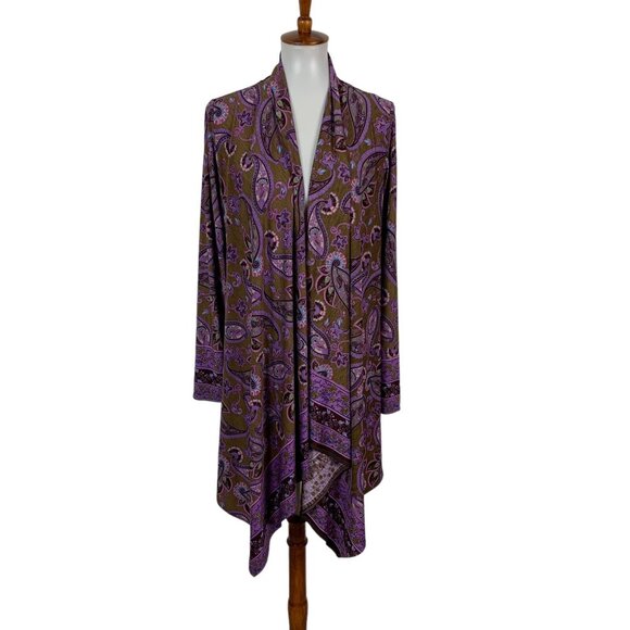 Vibe Designs Women’s Cardigan Medium Long Sleeve Asymmetrical Stretch Boho - Picture 1 of 5